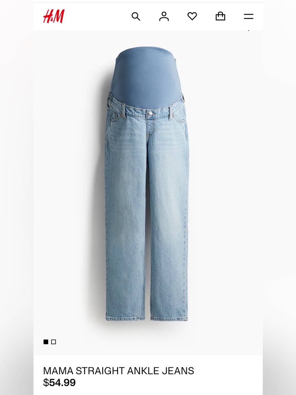 H&M MAMA Straight Leg Maternity Jeans in Light Blue Denim